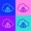 Pop art line Storm warning icon isolated on color background. Exclamation mark in triangle symbol. Weather icon of storm Royalty Free Stock Photo