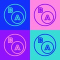 Pop art line Subsets, mathematics, a is subset of b icon isolated on color background. Vector