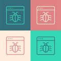 Pop art line System bug concept icon isolated on color background. Code bug concept. Bug in the system. Bug searching Royalty Free Stock Photo