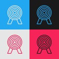 Pop art line Target icon isolated on color background. Dart board sign. Archery board icon. Dartboard sign. Business Royalty Free Stock Photo