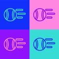 Pop art line Tennis ball icon isolated on color background. Sport equipment. Vector Royalty Free Stock Photo