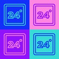 Pop art line Thermostat icon isolated on color background. Temperature control. Vector