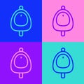 Pop art line Toilet urinal or pissoir icon isolated on color background. Urinal in male toilet. Washroom, lavatory, WC