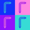 Pop art line Tool allen keys icon isolated on color background. Vector