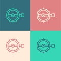 Pop art line Trap hunting icon isolated on color background. Vector