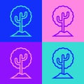 Pop art line Tree icon isolated on color background. Forest symbol. Vector Illustration Royalty Free Stock Photo