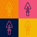 Pop art line Trowel icon isolated on color background. Vector Royalty Free Stock Photo