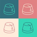 Pop art line Turkish hat icon isolated on color background. Vector