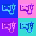 Pop art line Ultrasound icon isolated on color background. Medical equipment. Vector