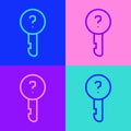 Pop art line Undefined key icon isolated on color background. Vector Illustration