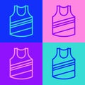 Pop art line Undershirt icon isolated on color background. Vector