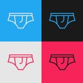 Pop art line Underwear icon isolated on color background. Vector Illustration