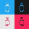 Pop art line USB flash drive icon isolated on color background. Vector Illustration Royalty Free Stock Photo