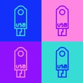 Pop art line USB flash drive icon isolated on color background. Vector Illustration Royalty Free Stock Photo