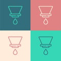Pop art line V60 coffee maker icon isolated on color background. Vector Royalty Free Stock Photo