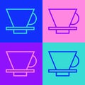 Pop art line V60 coffee maker icon isolated on color background. Vector Illustration Royalty Free Stock Photo