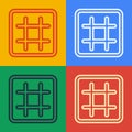 Pop art line Waffle icon isolated on color background. Vector Royalty Free Stock Photo