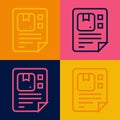 Pop art line Waybill icon isolated on color background. Vector