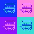 Pop art line Wild west covered wagon icon isolated on color background. Vector