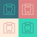 Pop art line X-ray of tooth icon isolated on color background. Dental x-ray. Radiology image. Vector Royalty Free Stock Photo