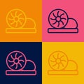 Pop art line Xiao long bao or steamed dumplings icon isolated on color background. Chinese food. Vector