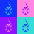 Pop art line Yoyo toy icon isolated on color background. Vector Royalty Free Stock Photo