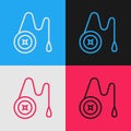 Pop art line Yoyo toy icon isolated on color background. Vector