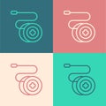 Pop art line Yoyo toy icon isolated on color background. Vector Royalty Free Stock Photo