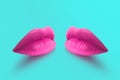Lips. Fashion Concept Lipstick. Multicolored lips. Modern minimal art. 3D illustration