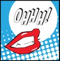 Pop art lips with Ohhh illustration Royalty Free Stock Photo