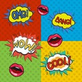 Pop art logos set Royalty Free Stock Photo