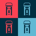 Pop art London phone booth icon isolated on color background. Classic english booth phone in london. English telephone Royalty Free Stock Photo