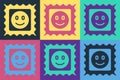 Pop art LSD acid mark icon isolated on color background. Acid narcotic. Postmark. Postage stamp. Health danger. Vector