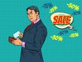 Pop art Male businessman buyer