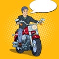 Pop Art Man Biker Riding a Chopper Royalty Free Stock Photo