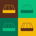 Pop art Mattress icon isolated on color background. Padded comfortable sleeping bed mattress. Vector