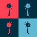 Pop art Medieval chained mace ball icon isolated on color background. Medieval weapon. Vector