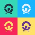 Pop art Memorial wreath icon isolated on color background. Funeral ceremony. Vector Royalty Free Stock Photo
