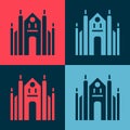 Pop art Milan Cathedral or Duomo di Milano icon isolated on color background. Famous landmark of Milan, Italy. Vector Royalty Free Stock Photo