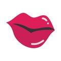Pop art mouth and lips, beautiful female lips with a lipstick, flat icon design