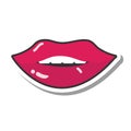 Pop art mouth and lips, female lips and teeth, line and fill icon