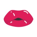 Pop art mouth and lips, glossy lips, flat icon design