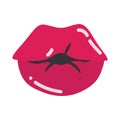 Pop art mouth and lips, sexy female kissing lips, flat icon design