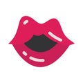 Pop art mouth and lips surprised expression flat icon design