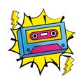 Pop art music cassette vintage cartoon