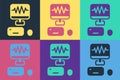 Pop art Music sound recording studio control room with professional equipment icon isolated on color background. Vector Royalty Free Stock Photo