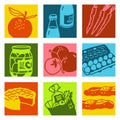 Pop art objects - food & market Royalty Free Stock Photo