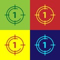 Pop art Old film movie countdown frame icon isolated on color background. Vintage retro cinema timer count. Vector Royalty Free Stock Photo