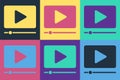 Pop art Online play video icon isolated on color background. Film strip with play sign. Vector
