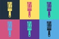 Pop art Paint brush icon isolated on color background. Vector Royalty Free Stock Photo